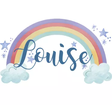 Rainbow name personalized with blue star decal wall art - TenStickers