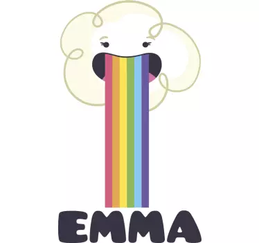 Rainbow cloud puke personalized name wall art - TenStickers