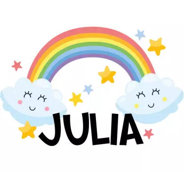 Rainbow with stars big cloud illustration wall art - TenStickers
