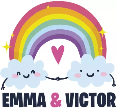 Rainbow with personalized names illustration wall art - TenStickers