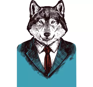 hand drawn business wolf window decal - TenStickers