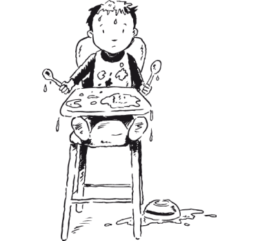 Messy kid eating illustration sticker - TenStickers