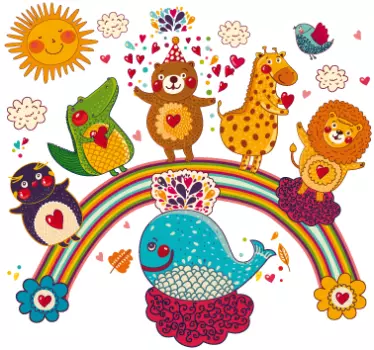 Kids Animal Party Wall Sticker - TenStickers