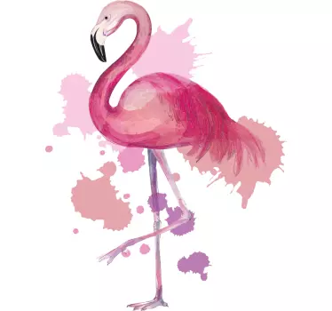 vintage flamingo with splash colors window decal - TenStickers