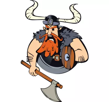 Viking tall angry holding axe character wall stickers - TenStickers