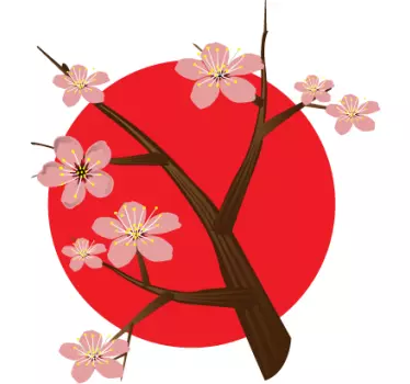 Japanese Cherry Branch Wall Sticker - TenStickers