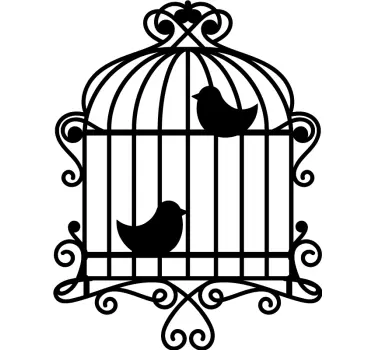 Elegant birds with a cage bird decal - TenStickers