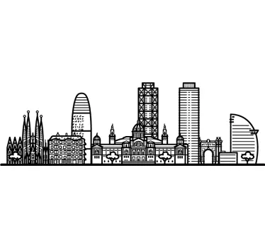 Monocolor Barcelona buildings skyline decal - TenStickers