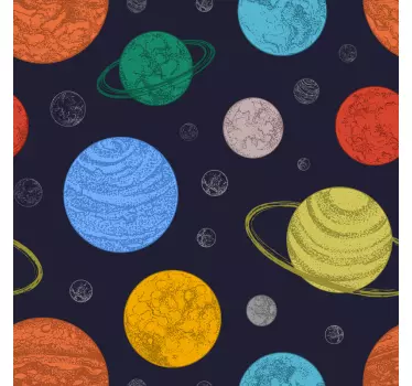Space wall sticker colorful planetary designs - TenStickers