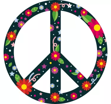Flower and star peace sign flower wall decor - TenStickers