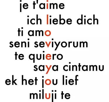 I love you in different languages love wall sticker - TenStickers