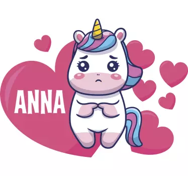 Sad unicorn with hearts  Custom Sticker - TenStickers
