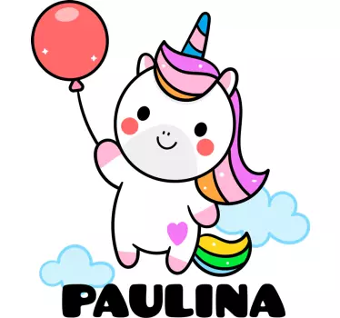 Cute unicorn with balloons  Custom Sticker - TenStickers