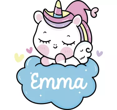 Chubby unicorn with name  Custom Sticker - TenStickers