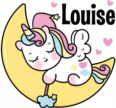 Dreaming unicorn with name  Custom Sticker - TenStickers