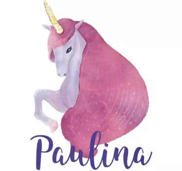 Watercolour unicorn with name  Custom Sticker - TenStickers