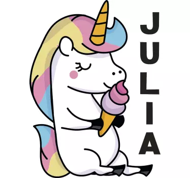 Pet wall art unicorn relishing ice cream - TenStickers