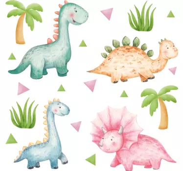 Dinosaur cute reptiles dragon wall sticker - TenStickers