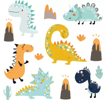 Nordic dinosaur volcano dragon wall sticker - TenStickers