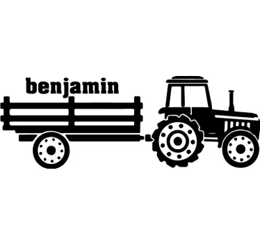 Farm animal wall sticker tractor with trailer - TenStickers