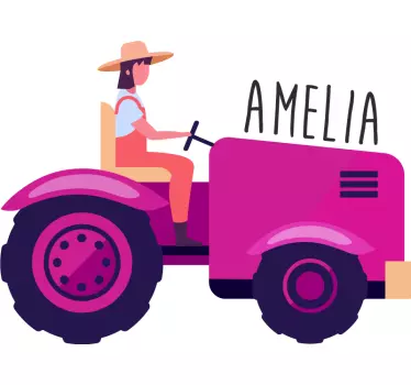 Farm animal wall sticker personalized tractor journey - TenStickers
