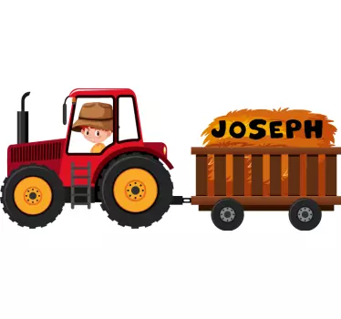 Farm animal wall sticker tractor with hay - TenStickers