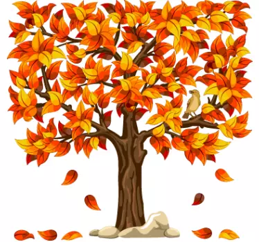 Autumn Square Tree Wall Sticker - TenStickers