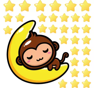 Monkey on moon baby wall sticker - TenStickers