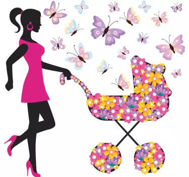 Butterfly woman and pram people decals - TenStickers