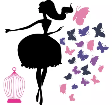 Wall stickers for kid silhouette with butterflies - TenStickers
