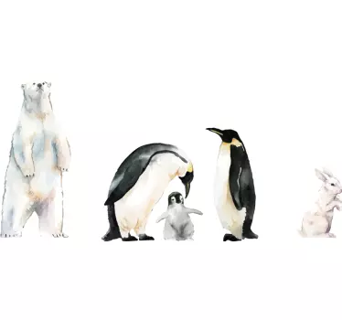 Nordic polar animals illustration wall art - TenStickers