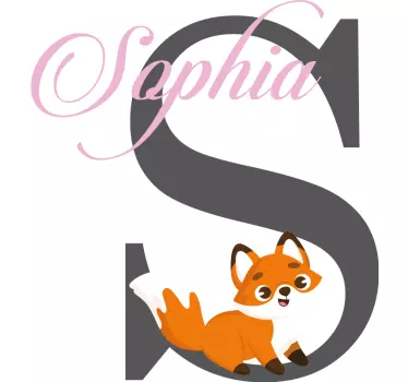 Wall stickers for kid cute fox initial - TenStickers