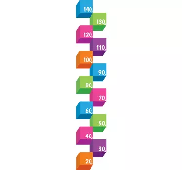 3D Cubes Height Chart Sticker - TenStickers