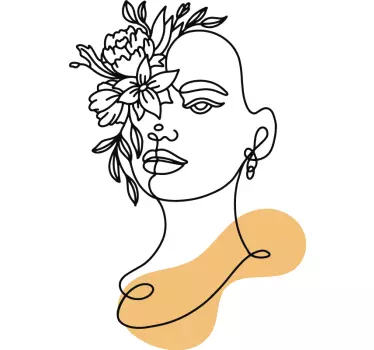 Flower woman head lines flower wall decal - TenStickers