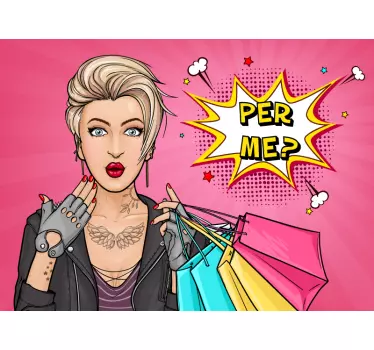 Pop art girl retro wall decal - TenStickers