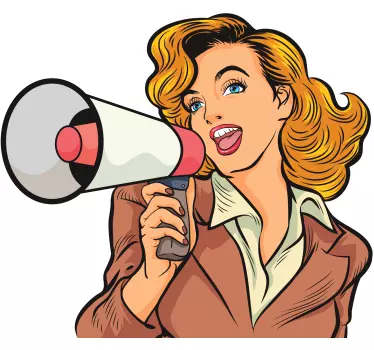 Cheerful Woman Megaphone people sticker - TenStickers