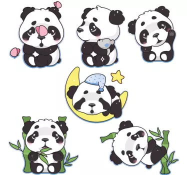 Wall stickers for kid delightful panda figurines - TenStickers