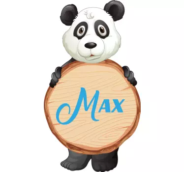 Panda with name glass door sticker - TenStickers
