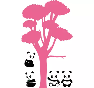 Climbing pandas on a tree wild animal sticker - TenStickers
