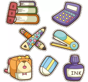 Back to school different school symbols window decal - TenStickers