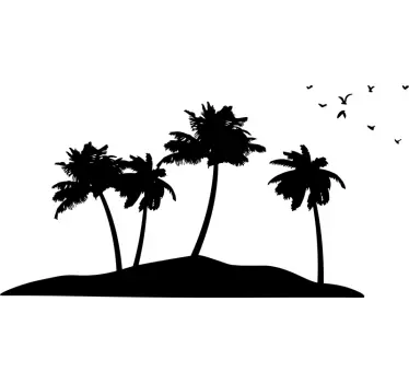 Silhouette Palm Tree Island Wall Sticker - TenStickers