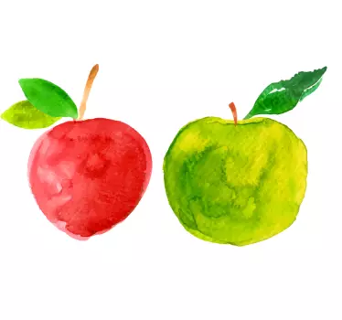 Two colorful artistic apples wallpaper decal - TenStickers