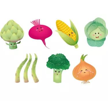 Food sticker happy vegetable set - TenStickers