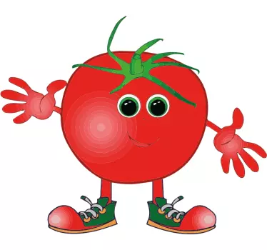 Cuisine wall sticker happy tomato character - TenStickers