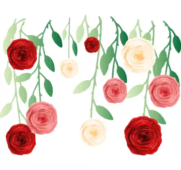 Hanging roses flower wall decal - TenStickers