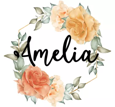Wall sticker floral name wreath - TenStickers
