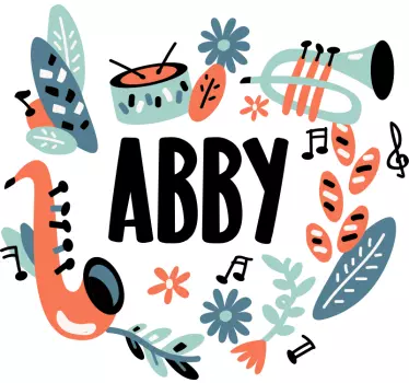 Cartoon musical instruments glass door sticker - TenStickers