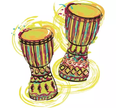 Colorful handcrafted drums object sticker - TenStickers