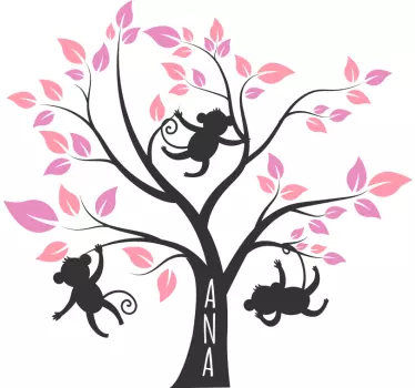 Custom tree monkeys wall stickers for kid - TenStickers