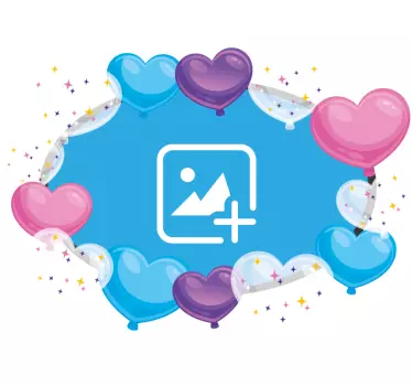 Wall sticker frame colorful heart balloons - TenStickers